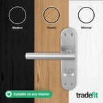 Olbia Satin Nickel Lever on Backplate Door Handle Pack – 64mm Bathroom Lock - tradefit - 7