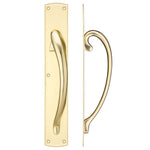 Pull Handle on Backplate - Right Handed - 457 x 76mm - Polished Brass - tradefit - 1