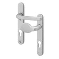 Silver UPVC Lever Pad Door Handles - 92mm PZ Centres - 122mm Fixing Centres - 245 x 34mm