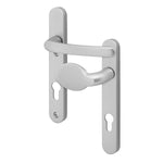 Silver UPVC Lever Pad Door Handles - 92mm PZ Centres - 122mm Fixing Centres - 245 x 34mm - 1