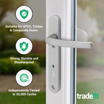 Silver UPVC Lever Pad Door Handles - 92mm PZ Centres - 122mm Fixing Centres - 245 x 34mm - tradefit - 3