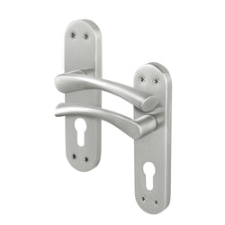 Nola Satin Nickel Lever on Backplate Door Handle - Euro - tradefit