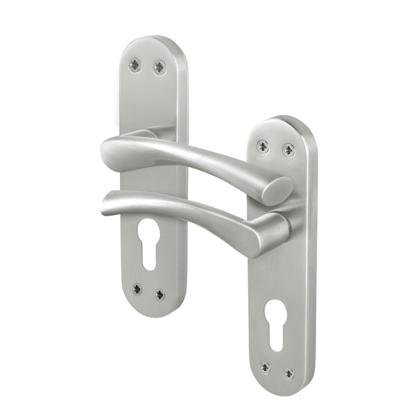 Nola Satin Nickel Lever on Backplate Door Handle - Euro - tradefit - Featured Image