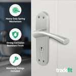 Nola Satin Nickel Lever on Backplate Door Handle Kit - 80mm Euro Sashlock and Double Cylinder - Keyed Alike - tradefit - 4