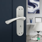 Nola Satin Nickel Lever on Backplate Door Handle Kit - 80mm Euro Sashlock and Thumbturn Cylinder - Keyed Alike - tradefit - 6