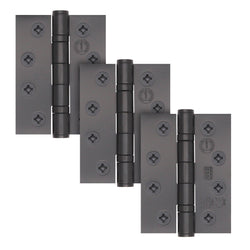 Black Fire Door Hinges - 4 Inch/102mm - Grade 13 Steel Ball Bearing - Pack 3 - tradefit