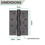 Black Fire Door Hinges - 4 Inch/102mm - Grade 13 Steel Ball Bearing - Pack 3 - tradefit - 4