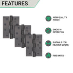 Black Fire Door Hinges - 4 Inch/102mm - Grade 13 Steel Ball Bearing - Pack 3 - tradefit - 5