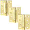 Spring Hinges Single Action Fire Door Pack 3 Self Closing - 102x76x2.7mm - Brass Plated - Pack of 3