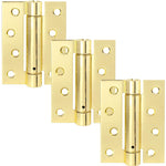 Spring Hinges Single Action Fire Door Pack 3 Self Closing - 102x76x2.7mm - Brass Plated - Pack of 3 - tradefit - 1