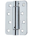 Spring Hinges Single Action Fire Door Pack 3 Self Closing - RADIUS CORNERS - 102x76x2.7mm - Polished Chrome - Pack of 3 - tradefit - 2