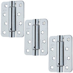 Spring Hinges Single Action Fire Door Pack 3 Self Closing - RADIUS CORNERS - 102x76x2.7mm - Polished Chrome - Pack of 3 - tradefit - 1