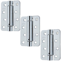 Spring Hinges Single Action Fire Door Pack 3 Self Closing - RADIUS CORNERS - 102x76x2.7mm - Polished Chrome - Pack of 3 - tradefit