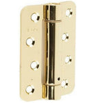 Spring Hinges Single Action Fire Door Pack 3 Self Closing - RADIUS CORNERS - 102x76x2.7mm - Brass Plated - Pack of 3 - tradefit - 2
