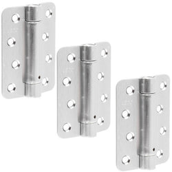 Spring Hinges Single Action Fire Door Pack 3 Self Closing - RADIUS CORNERS - 102x76x2.7mm - Satin Chrome - Pack of 3 - tradefit