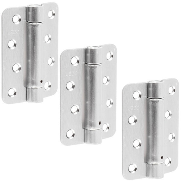 Spring Hinges Single Action Fire Door Pack 3 Self Closing - RADIUS CORNERS - 102x76x2.7mm - Satin Chrome - Pack of 3 - tradefit - Featured Image