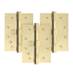 Polished Brass Fire Door Hinges – 4 Inch/102mm – Grade 11 Steel Ball Bearing – Pack of 3 Hinges - tradefit