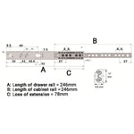 Groove 17mm 2 - Way Runner Ball Bearing Mini Slide Max 10kg 246mm - tradefit - 5