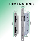 DIN Euro Profile Escape Sashlock Case - Radius Forend - 60mm Backset / 90mm Case - Satin Stainless Steel - tradefit - 4
