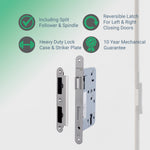 DIN Euro Profile Escape Sashlock Case - Radius Forend - 60mm Backset / 90mm Case - Satin Stainless Steel - tradefit - 2