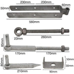 Field Gate Hinge Set Double Strap Hook to Drive and Bolt Pattern Hot Dip Galvanised (24