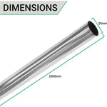 Wardrobe Rail - 2500mm x 25mm - Chrome Plated - tradefit - 2