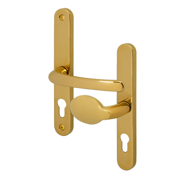 Polished Brass UPVC Lever Pad Door Handles - 68mm PZ Centres - 215mm Fixing Centres - 245 x 32mm - Featured Image