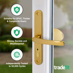 Polished Brass UPVC Lever Pad Door Handles - 68mm PZ Centres - 215mm Fixing Centres - 245 x 32mm - tradefit - 3