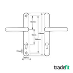 Polished Chrome UPVC Door Handles - 92mm PZ Centres - 240mm Fixing Centres - 270 x 32mm - tradefit - 2