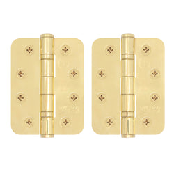 PVD Brass Fire Door Hinges - 4 Inch/102mm - Grade 13 Steel Ball Bearing - Pack 2 - Radius - tradefit