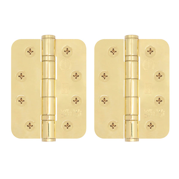 PVD Brass Fire Door Hinges - 4 Inch/102mm - Grade 13 Steel Ball Bearing - Pack 2 - Radius - tradefit - Featured Image