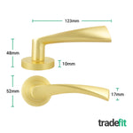 Nola Satin Brass Lever on Rose Door Handle Pack - 76mm Latch - tradefit - 2