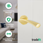 Nola Satin Brass Lever on Rose Door Handle Pack - 64mm Latch - tradefit - 4