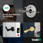 Nola Satin Brass Lever on Rose Door Handle Pack - 64mm Bathroom Lock - tradefit - 5