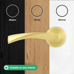 Nola Satin Brass Lever on Rose Door Handle Kit - Standard Duty FD30/60 - 80mm Euro Sashlock and Thumbturn Cylinder - Keyed Alike - tradefit - 8