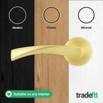 Nola Satin Brass Lever on Rose Door Handle Kit - 78mm Euro Sashlock and Thumbturn Cylinder - Master Keyed - tradefit - 7