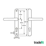 Polished Chrome UPVC Door Handles - 92mm PZ Centres - 215mm Fixing Centres - 246 x 32mm - tradefit - 2