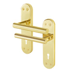 Olbia Brass Plated Lever on Backplate Door Handles - Keyhole - tradefit - 1