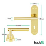 Olbia Brass Plated Lever on Backplate Door Handles - Keyhole - tradefit - 2