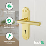 Olbia Brass Plated Lever on Backplate Door Handles - Keyhole - tradefit - 3