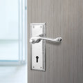 Georgian Rope Edge Scroll Polished Chrome Door Handles - Keyhole - tradefit
