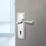 Georgian Rope Edge Scroll Polished Chrome Door Handle Pack - 64mm Sashlock - tradefit - 6