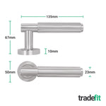 Flores Satin Nickel Lever on Rose Door Handle Kit - Medium Duty FD30/60 - 80mm Sashlock - tradefit - 4