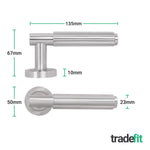 Flores Satin Nickel Lever on Rose Door Handle Kit - Medium Duty FD30/60 - 80mm Euro Sashlock and Double Cylinder - Keyed to Differ - tradefit - 4