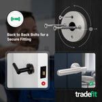 Flores Satin Nickel Lever on Rose Door Handle Kit - Medium Duty FD30/60 - 80mm Bathroom Lock - tradefit - 3