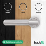 Flores Satin Nickel Lever on Rose Door Handle Kit - Medium Duty FD30/60 - 80mm Bathroom Lock - tradefit - 7