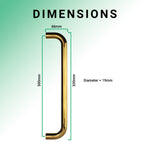 Bolt Fix Pull Handle - 300mm x 19mm - PVD Polished Brass - tradefit - 4