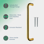 Bolt Fix Pull Handle - 300mm x 19mm - PVD Satin Brass - tradefit - 2