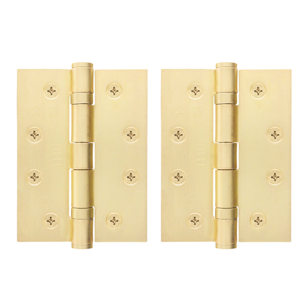 Satin Brass Fire Door Hinges – 4 Inch/102mm – Grade 11 Steel Ball Bearing – Pack 2 - tradefit - Featured Image