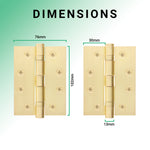 Satin Brass Fire Door Hinges – 4 Inch/102mm – Grade 11 Steel Ball Bearing – Pack 2 - tradefit - 5